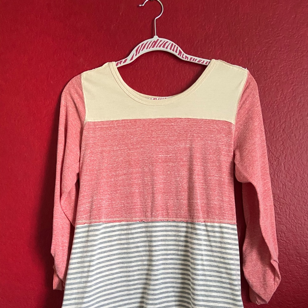 Pretty cream, pink, and gray tunic